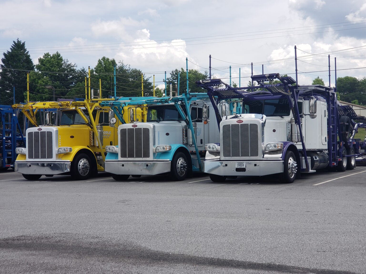 Car hauler transporter loaded with vehicles on the highway