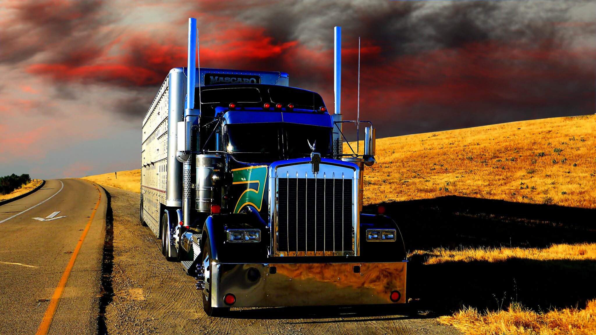 Semi truck on the open highway