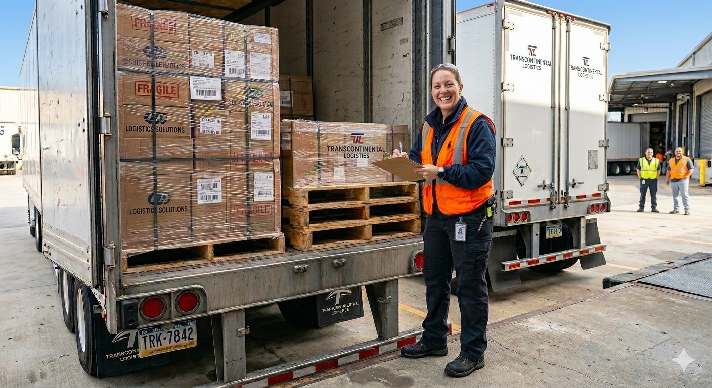 Freight loaded inside a trailer