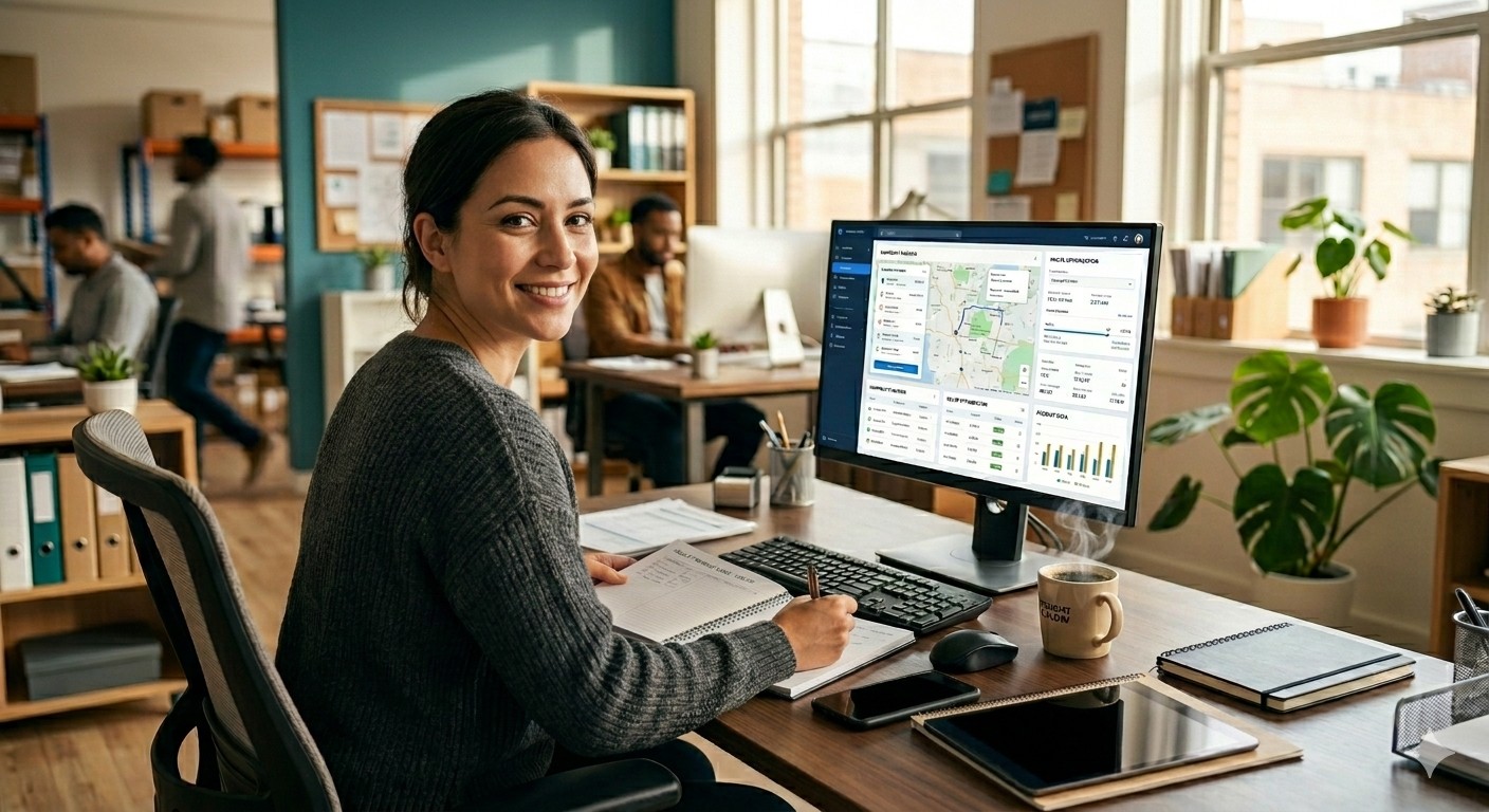 Freight logistics coordinator at work