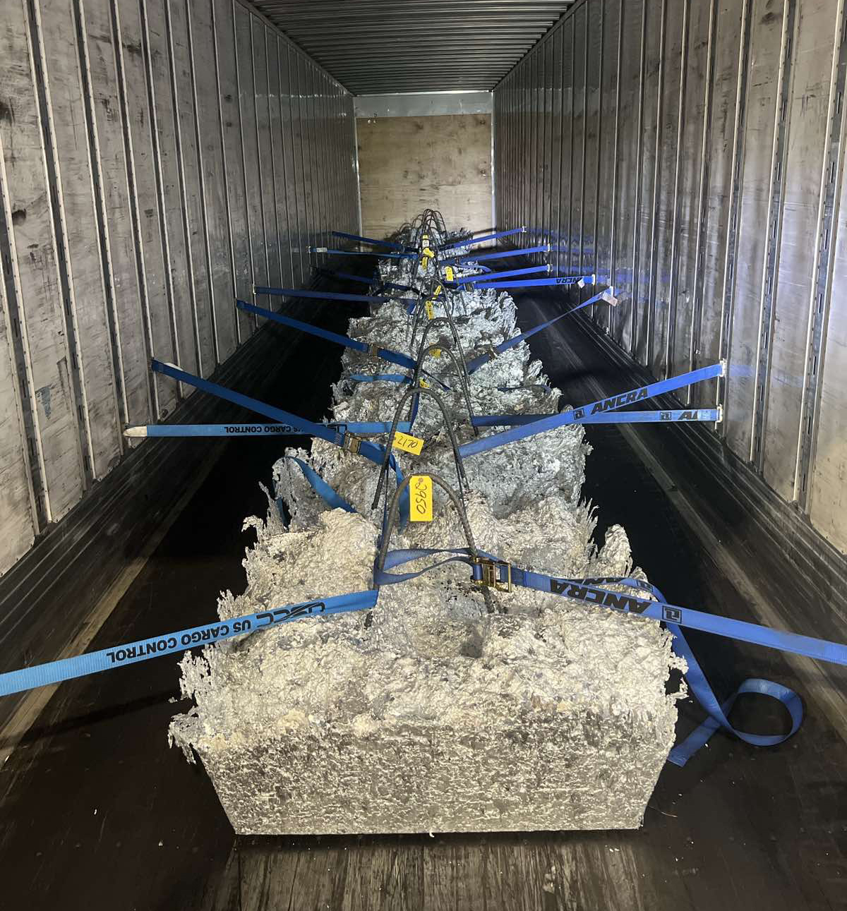 Specialized freight secured on a flatbed trailer